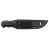 Fusion, Jungle Primitive, 9.5" Partially Serrated  Clip Point, Black Glass Reinforced Nylon Handle, 8Cr13MoV Steel, Hardcased Finish, Black, Includes Nylon Sheath SOG-F03TN-CP