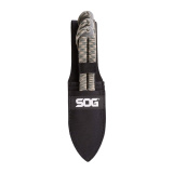 Fling, Throwing Knife, 4.4" Straight Edge Spear Point, Green and Tan Paracord Handle, 3Cr13 Steel, Satin Finish, Silver, Includes Nylon Sheath, 3 Pack SOG-FX41N-CP