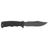 Seal Pup, Fixed Blade Knife, 4.75" Partially Serrated, Clip Point, Black Glass Reinforced Nylon Handle, AUS-8 Steel, Hardcased Finish, Black, Includes Kydex Sheath SOG-M37K