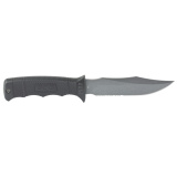Seal Pup, Fixed Blade Knife, 4.75" Partially Serrated, Clip Point, Black Glass Reinforced Nylon Handle, AUS-8 Steel, Hardcased Finish, Black, Includes Nylon Sheath SOG-M37N-CP