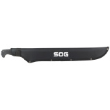 SOGfari Machete, 18" Straight/Saw Back Edge, Black Kraton Handle, 3Cr13 Steel, Powder Coat Finish, Black, Inlcudes Nylon Sheath SOG-MC02-N