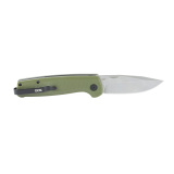Terminus SJ, Folding Knife, 2.9" Clip Point Blade,7.1" Overall Length, CRYO D2 Blade Steel, Plain Edge, Stonewash Finish, Silver, Olive Drab Green G10 Handle, Nail Nick Opener, Slip Joint Lock SOG-TM1004-BX