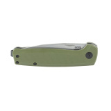 Terminus SJ, Folding Knife, 2.9" Clip Point Blade,7.1" Overall Length, CRYO D2 Blade Steel, Plain Edge, Stonewash Finish, Silver, Olive Drab Green G10 Handle, Nail Nick Opener, Slip Joint Lock SOG-TM1004-BX