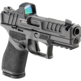 Echelon 4.0C, Semi-automatic, Striker Fired, Polymer Frame Pistol, Compact, 9MM, 4" Integrally Compensated Barrel, Melonite Finish, Black, Optics Ready Slide, Front Tritium Night Sight, Tactical Rack U-Dot Rear, Viridian Green Dot, 10 Rounds, 4 Magazines