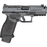 Echelon Pro 4.0FC Comp, Semi-automatic, Striker Fired, Polymer Frame Pistol, 9MM, 4" Barrel with Integrally Compensated Slide, Matte Black Frame, Gray Cerakote Slide, Textured Grip, Optics Ready, Front Tritium Night Sight, Tactical Rack U-Dot Rear, 20 Ro