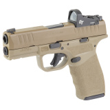 Hellcat Pro, Striker Fired, Semi-automatic, Polymer Frame Pistol, 9MM, 3.7" Hammer Forged Barrel, Cerakote Finish, Desert Flat Dark Earth Polymer Frame, Crimson Trace CT-1500 Red Dot Grip, Textured Grip, Tritium Front Sight, Tactical Rack Rear Sight, 15