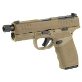 Hellcat Pro OSP, Striker Fired, Semi-automatic, Polymer Frame Pistol, 9MM, 4.4" Hammer Forged Barrel, Threaded 1/2x28, Optics Ready Slide, Cerakote Finish, Desert Flat Dark Earth, Textured Grip, Tritium Front Sight, Tactical Rack U-Notch Rear Sight, 10 R