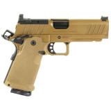 1911 DS Prodigy AOS, Semi-automatic, Metal Frame Pistol, 9MM, 4.25" Forged Stainless Steel Bull Barrel, Cerakote Finish, Coyote Brown, Polymer Grips, Fiber Optic Front and Black Serrated Rear Sights, Optics Ready, Ambidextrous Safety, 10 Rounds, 2 Magazi