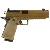 1911 DS Prodigy Comp, Semi-automatic, Metal Frame Pistol, Full Size, 9MM, 5" Forged Stainless Steel Bull Barrel, Forged Carbon Steel Frame, Cerakote Finish, Coyote Brown, Polymer Grips, Tritium Front and Black Serrated Rear Sights, Optics Ready, Ambidext