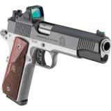 Ronin AOS, 1911, Single Action Only, Semi-automatic, Metal Frame Pistol, Full Size, 45 ACP, 5" Match Grade Barrel, Stainless Steel Frame, Optic Ready, Blued Steel Slide, Black, Wood Grips, Fiber Optic Front Sight, Tactical Rack White Dot Rear Sight, Manu