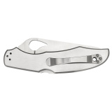 Byrd, Cara Cara2, 3.875" Folding Knife, Clip Point, Plain Edge, 8Cr13MoV/Satin, Stainless, Oval Thumb Hole/Pocket Clip BY03P2