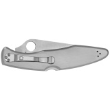 Police, 4.125" Folding Knife, Clip Point, SpyderEdge Edge, VG10/Satin, Stainless, Circle Thumb Hole/Pocket Clip C07S