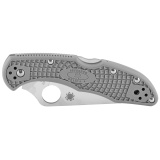 Delica4, Lightweight, Folding Knife, VG10/Satin, Plain, Clip Point, Circle Thumb Hole/Pocket Clip, 2.875", Grey FRN, Box C11FPGY