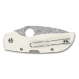 Chaparral, Folding Knife, 2.8" Drop Point Blade, 6.4" Overall Length, Damasteel DS93X Grabak Blade Steel, Plain Edge, Damascus Finish, Silver, White G-10 Handle, Back Lock C152GPIVD