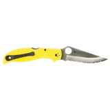 Stretch 2 Lightweight Salt, Folding Knife, SpyderEdge Serations,  Yellow FRN Handle, Satin Finish, Silver, 3.95" Blade Length, H-2 Steel C258SYL