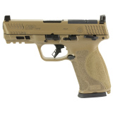 M&P M2.0 | 10MM, 4" Barrel, Cerakote Finish, Flat Dark Earth, Optic Height White 3 Dot Sights, Thumb Safety, 15 Rounds, Optics Ready Slide, 2 Magazines 13739 Striker Fired, Semi-automatic, Polymer Frame Pistol, Full Size