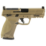 M&P M2.0 | 10MM, 4" Barrel, Cerakote Finish, Flat Dark Earth, Optic Height White 3 Dot Sights, Thumb Safety, 15 Rounds, Optics Ready Slide, 2 Magazines 13739 Striker Fired, Semi-automatic, Polymer Frame Pistol, Full Size