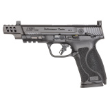 M&P 2.0 Performance Center | 10MM, 5.6" Ported Barrel, Armornite Finish, Black, Optic Height Night Sights, Manual Thumb Safety, Optics Ready Slide, 15 Rounds, 2 Magazines 13915 Striker Fired, Semi-automatic, Polymer Frame Pistol, Full Size