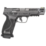 M&P M2.0 Competitor Heavy Duty, Semi-automatic, Striker Fired, Full Size, 9MM, 5" Spiral Fluted Barrel, Armornite Finish, Black, Front Hiviz Night Sight, Black Rear Sight, Thumb Safety, Optics Ready, 17 Rounds, 4 Magazines 14069