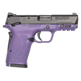 M&P9 SHIELD EZ M2.0, Internal Hammer Fired, Semi-automatic, Polymer Frame Pistol, Micro-Compact, 9MM, 3.68" Barrel, Cerakote Finish, Black Slide, Purple Frame, 3-Dot Sights, Manual Thumb Safety, 8 Rounds, 2 Magazines 14094