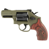 Model 19 Carry Comp, Performance Center, DA/SA Revolver, 357 Magnum/38 Special, 2.5" PowerPort Barrel, Carbon Steel Frame, Cerakote Finish, Moss Green, Black Cylinder, Wood and Synthetic Grips, Front Night Sight, Adjustable Rear Sight, 6 Rounds 14451