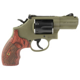 Model 19 Carry Comp, Performance Center, DA/SA Revolver, 357 Magnum/38 Special, 2.5" PowerPort Barrel, Carbon Steel Frame, Cerakote Finish, Moss Green, Black Cylinder, Wood and Synthetic Grips, Front Night Sight, Adjustable Rear Sight, 6 Rounds 14451