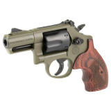 Model 19 Carry Comp, Performance Center, DA/SA Revolver, 357 Magnum/38 Special, 2.5" PowerPort Barrel, Carbon Steel Frame, Cerakote Finish, Moss Green, Black Cylinder, Wood and Synthetic Grips, Front Night Sight, Adjustable Rear Sight, 6 Rounds 14451