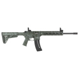 M&P 15-22 Sport, Blowback Semi-automatic Rifle, AR, 22LR, 16.5" Threaded Barrel, A2 Flash Suppressor, Olive Drab Green Cerakote, Topographical Finish, Magpul MOE SL Stock and Grip, Slim Polymer Handguard with M-LOK Slots, Magpul MBUS Sights, 25 Rounds, 1