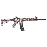 M&P15-22 Sport, Blowback Semi-automatic Rifle, AR , 22LR, 16.5" Carbon Steel Barrel, Threaded 1/2X28, A2 Flash Suppressor, Cerakote Finish, Red, White and Blue Flag Finish, 6-Position CAR Stock, Polymer AR Grip with Flag Finish, Polymer Handguard with M-