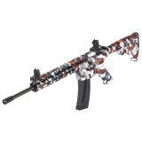 M&P15-22 Sport, Blowback Semi-automatic Rifle, AR , 22LR, 16.5" Carbon Steel Barrel, Threaded 1/2X28, A2 Flash Suppressor, Cerakote Finish, Red, White and Blue Flag Finish, 6-Position CAR Stock, Polymer AR Grip with Flag Finish, Polymer Handguard with M-