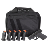 Shield Plus, Semi-automatic, Striker Fired Polymer Frame Pistol, Micro-Compact, 9MM, 3.1" Barrel, Armornite Finish, Black, White Dot Sights, Manual Thumb Safety, Flat Face Trigger, 13 Rounds, 6 Magazines, Includes Savior Specialist Bag 14750