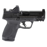 M&P M2.0 Compact, Striker Fired, Semi-automatic, Polymer Frame Pistol, Compact, 9MM, 3.6" Barrel, Armornite Finish, Black, Optic Height Sights, Optics Ready, Flat Face Trigger, 15 Rounds, 5 Magazines, Includes Viridian RFX11 Green Dot Reflex Sight and Sa