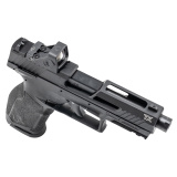 TX22 TORO, Striker Fired, Semi-automatic, Polymer Frame Pistol, Full Size, 22 LR, 4.6" Threaded Barrel, 1/2X28 Thread Pitch, Anodized Finish, Black, Drift Adjustable Rear Serrated Sight, Fixed White Dot Front Sight, Equipped with Viridian RFX-11 3 MOA Gr