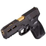 G3, T.O.R.O. (Taurus Optic Ready Option) Custom, Striker Fired, Semi-automatic, Polymer Frame Pistol, Full Size, 9MM, 4" PVD Gold Barrel, Slide Cuts, Matte Finish, Black, Fixed Front Sight With Drift Adjustable Rear Sight, Manual Thumb Safety, 17 Rounds,