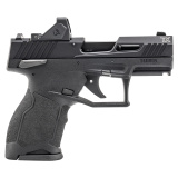 TX22 TORO, Striker Fired, Semi-automatic, Polymer Frame Pistol, Compact, 22 LR, 3.6" Barrel, Anodized Finish, Black, Drift Adjustable Rear Serrated Sight, Fixed White Dot Front Sight, Equipped with Viridian RFX-11 3 MOA Green Dot Optic, Thumb Safety, 2 M
