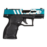 TX22 Compact, Striker Fired, Semi-automatic, Polymer Framed Pistol, 22 LR, 3.6" Threaded Barrel, Manual Safety, Black Frame, Blue Hard Anodized Slide with Laser Engraved Flag Design, Ramp Front/Adjustable Rear, 13 Rounds, 2 Magazines 1-TX2213Y-US3