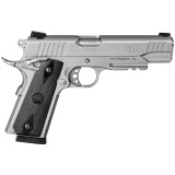 PT1911, Full Size, 45ACP, 5" Barrel, Steel Frame, Stainless Finish, Rubber Grips, Heinie Sights, with Rail, 8Rd, 2 Magazines 1-191109-SS1