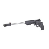 Raging Hunter, Double/Single Action, Metal Frame Revolver, Large Frame, 350 Legend, 14" Barrel, Matte Stainless Finish, Black, Fiber Optic Front and Adjustable Rear Sight, Rubber Grips, 6 Rounds 2-350141RH
