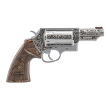 Judge 20th Anniversary, Revolver, Double/Single Action, Medium Frame, 45 Colt/.410 Bore, 3" Barrel, Engraved Matte Stainless Finish, Silver, Walnut Grips, Fiber Optic Front with Fixed Rear Sights, 5 Rounds 2-441039T-20YR