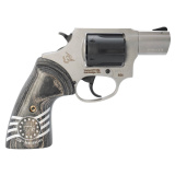 856, Revolver, Double Action Only, Compact, 38 Special, 2" Barrel, Matte Finish, Black and Silver, 1776 Engraved Wood Grips, Notched Rear Sight, Ramp Front Sight, Manual Thumb Safety, 6 Rounds 2-85625-US3