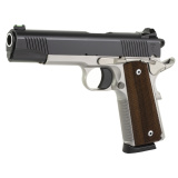 1911 Duty, Enhanced, Single Action Only, Semi-automatic, Metal Frame Pistol, Full Size, 45ACP, 5" Barrel, Stainless Steel Frame, Silver, Black Slide, Checkered Wood Grips, Fiber Optic Front Sight, 8 Rounds, 2 Magazines 10100551
