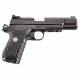 EDCX9L, Long Slide, Single Action Only, Semi-automatic, Aluminum Frame Pistol, Full Size, 9MM, 5" Stainless Steel Barrel with Bushing, DLC Coated Finish, Black, G10 Starburst Grips, Lightrail, Fiber Optic Front Sight, Manual Thumb Safety, 15 Rounds, 2 Ma