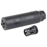 Silent Bandit, Suppressor, 223REM/556NATO, Titanium & Stainless Steel Construction, Armor Tuff Finish, Black, 5 Baffle, HUB Mount Compatible, Includes K-Mount Muzzle Device SP-SB-556-5-BLK
