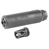 Silent Bandit, Suppressor, 9MM, Titanium & Stainless Steel Construction, Armor Tuff Finish, Black, 5 Baffle, HUB Mount Compatible, Includes K-Mount Muzzle Device SP-SB-9-5-BLK