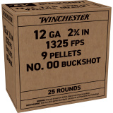 Military Grade 12 Gauge 2.75 Inch 1325 FPS 9 Pellets 00 Buckshot 25 Round Value Pack