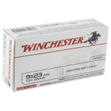 USA, 9X23 WIN, 124 Grain, Jacket Soft Point, 50 Round Box Q4304