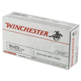 USA, 9X23 WIN, 124 Grain, Jacket Soft Point, 50 Round Box Q4304