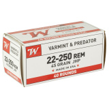 USA Brand .22-250 Remington 45 Grain Jacketed Hollow Point