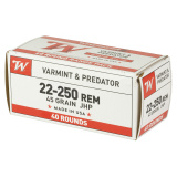 USA Brand .22-250 Remington 45 Grain Jacketed Hollow Point