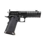 Apache MKII, Semi-automatic, 1911, Steel Frame Pistol, Full Size, 9MM, 4.6" Threaded Barrel with Compensator, Graphene Finish, Black, Kevlar and Carbon Fiber Composite Grips, Green Fiber Optic Front Sight, Optic Ready, RMR Footprint, (1)-20 Round Magazin
